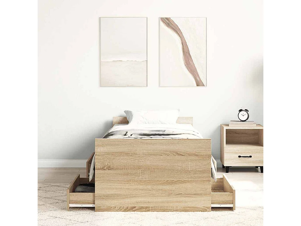 Estructura de cama sin colchón roble Sonoma 90x190 cm