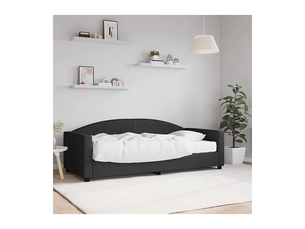 Dagbed met zwarte matras 90x190 cm stof