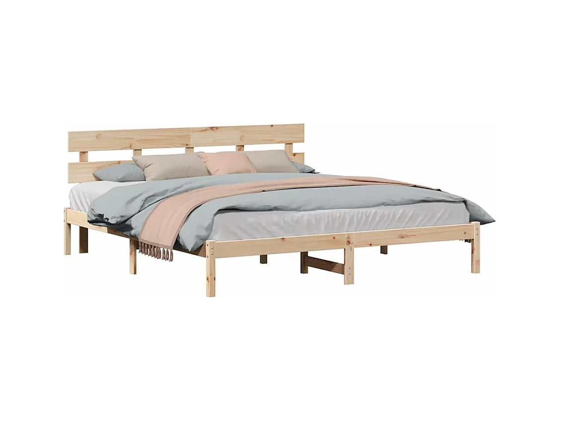 Estructura de cama marrón 180 x 200 cm madera maciza de pino