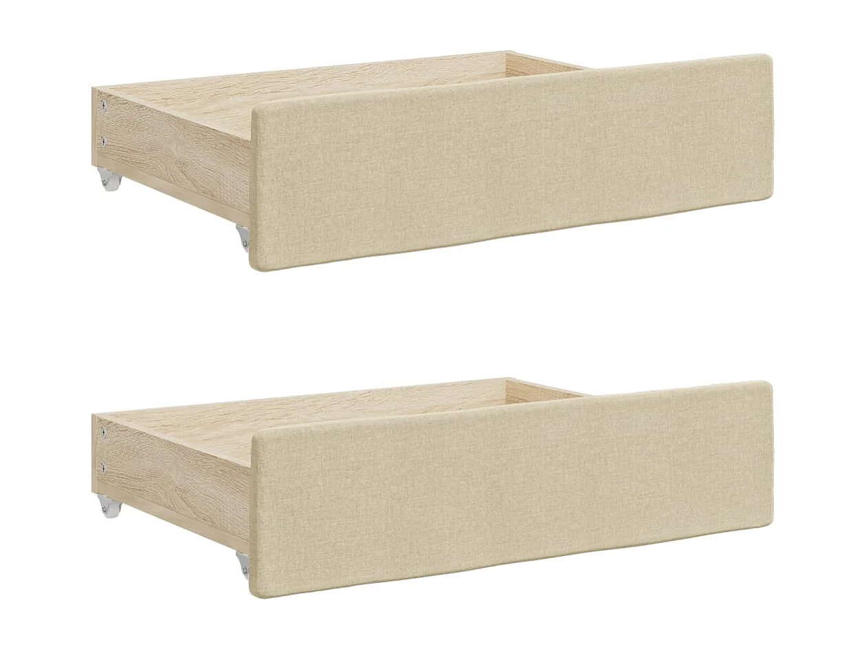 Tagesbett mit Ausziehbett und Schubladen creme 100x200 cm Stoff