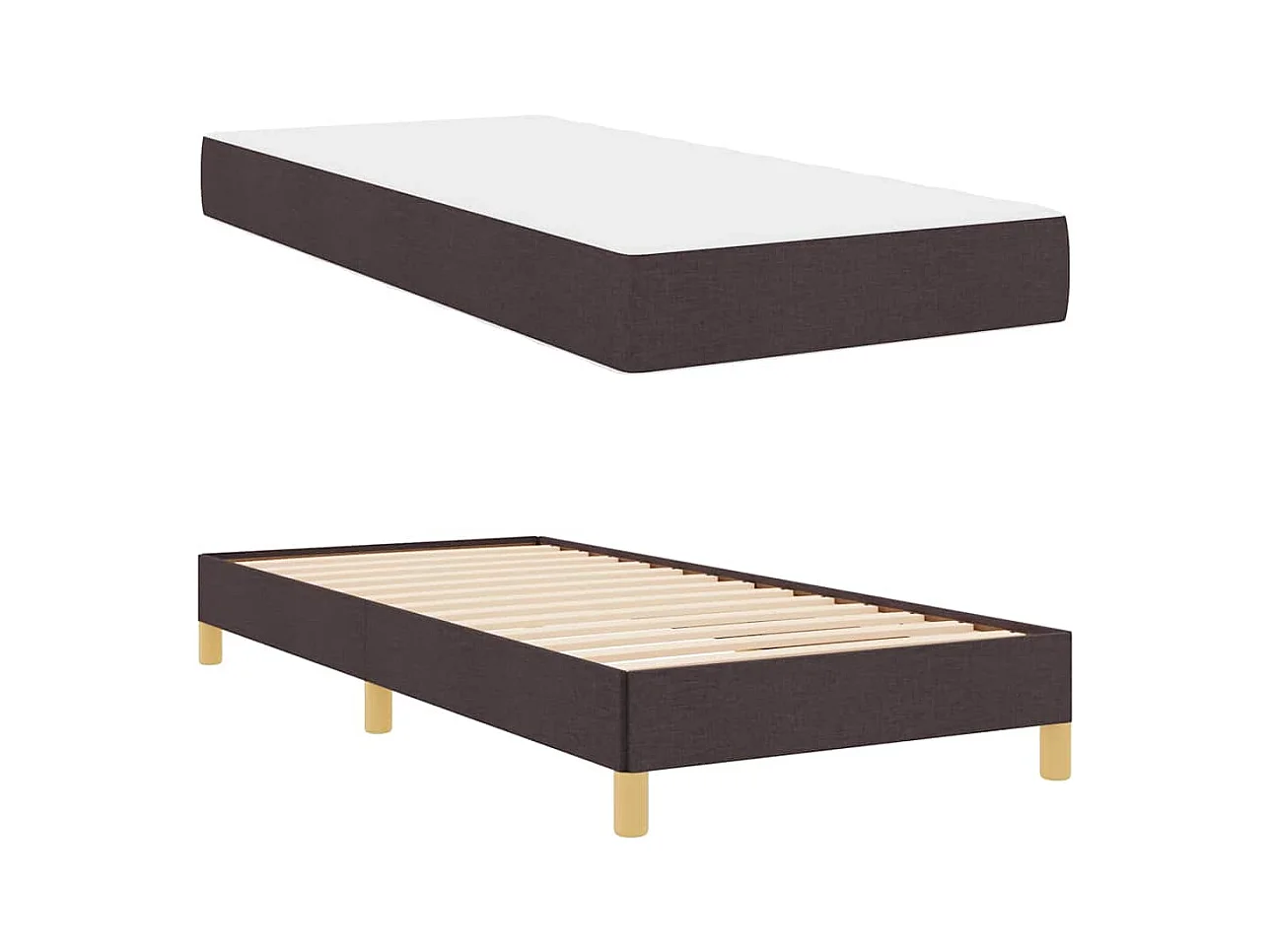 Letto a molle marrone 90 x 190 cm Tessuto, Legno ingegnerizzato