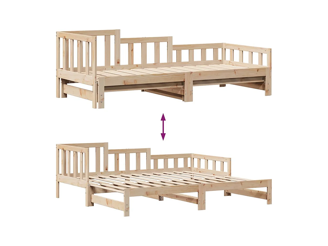 Dagbed met onderschuifbed en lades zonder matras 90x190 cm