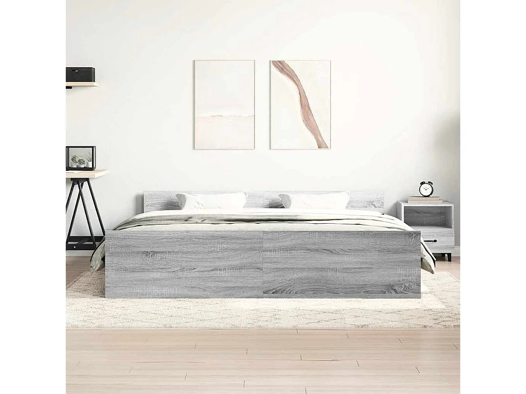 Struttura letto senza materasso Sonoma grigio 160x200 cm
