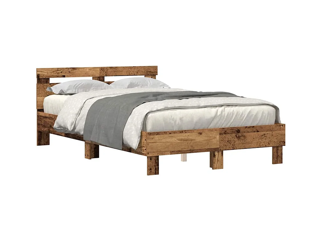 Bedframe antiek hout 120 x 190 cm bewerkt hout