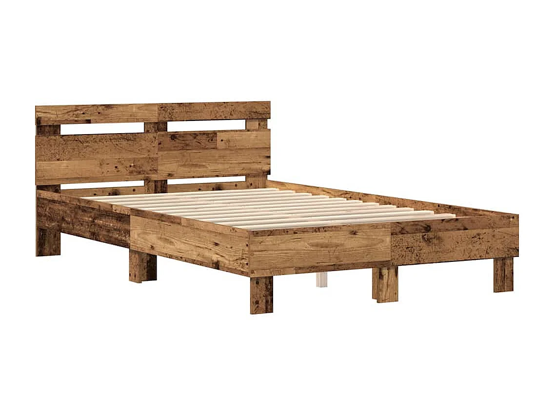 Bedframe antiek hout 120 x 190 cm bewerkt hout