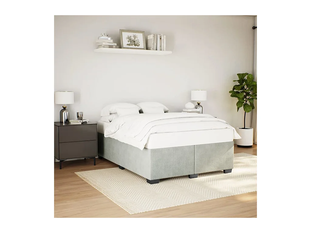 Bedframe zonder matras lichtgrijs 140x190 cm fluweel