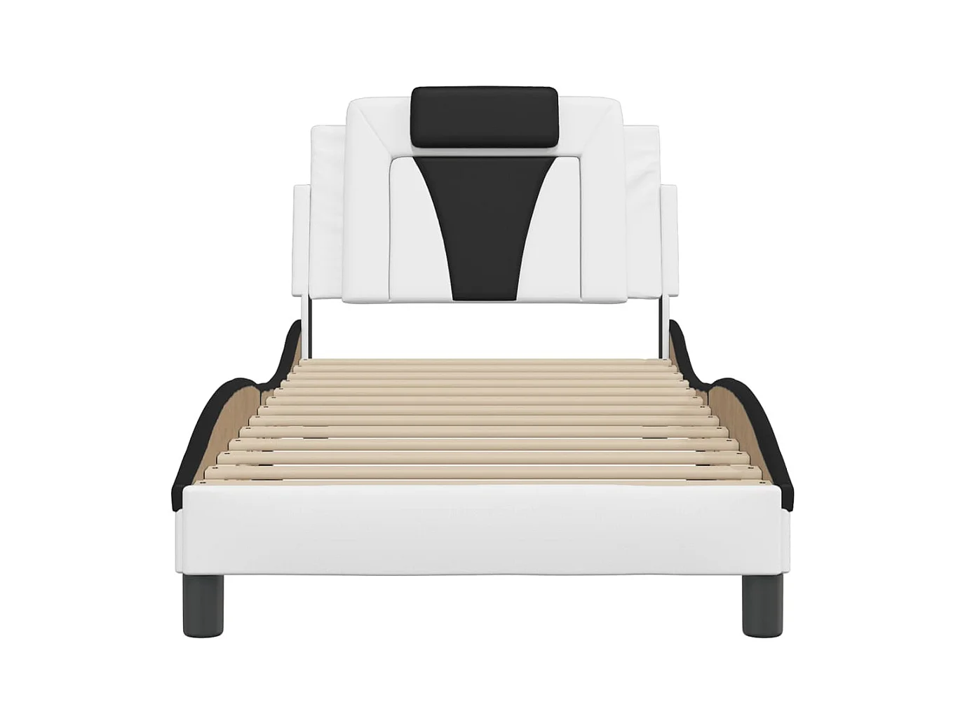 Estructura de cama sin colchón blanca y negra 90x190 cm símil piel