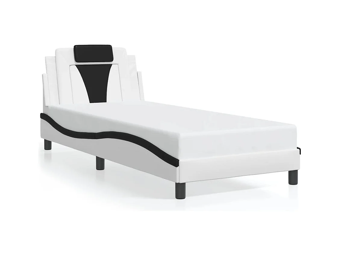 Bedframe zonder matras wit en zwart 90x190 cm kunstleer