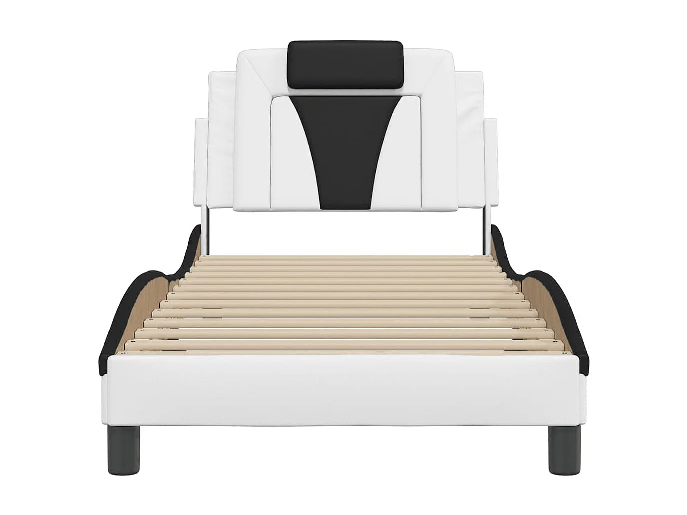 Bedframe zonder matras wit en zwart 90x190 cm kunstleer