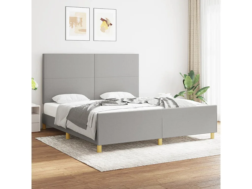 Cadre de lit sans matelas gris clair 180x200 cm tissu