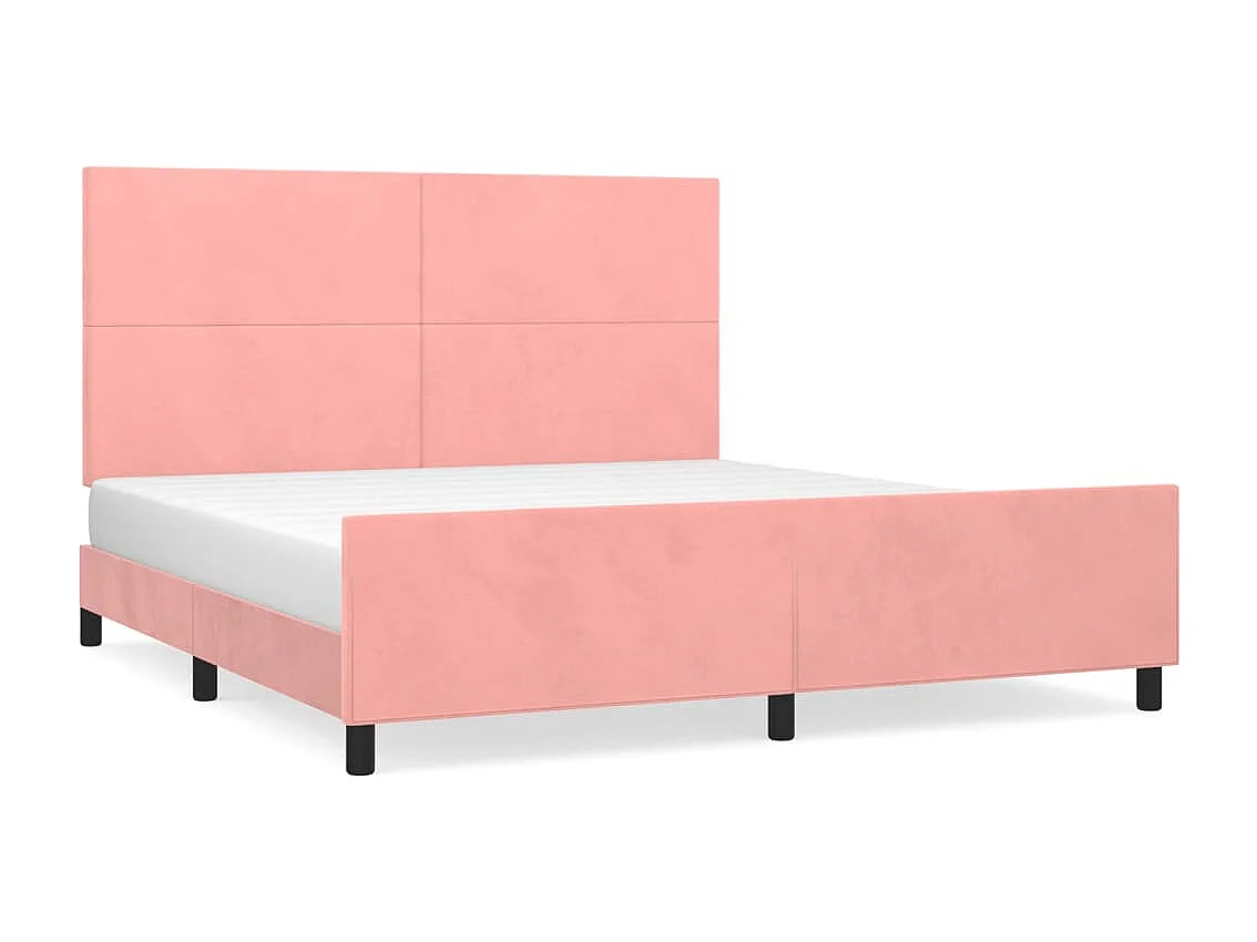 Estructura de cama sin colchón terciopelo rosa 160x200 cm