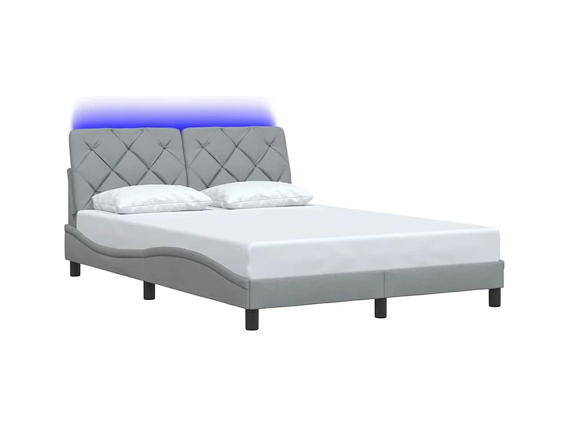 Struttura letto con LED senza materasso grigio chiaro tessuto 140x190 cm