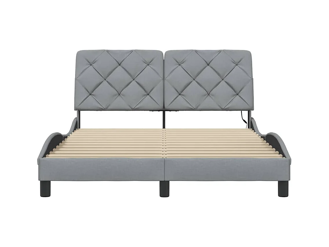 Struttura letto con LED senza materasso grigio chiaro tessuto 140x190 cm