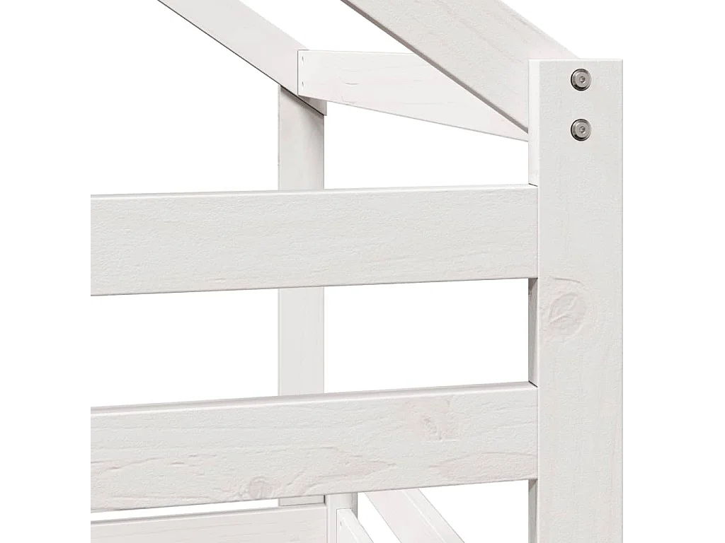 Letto alto senza materasso bianco 90x190 cm in legno massello di pino