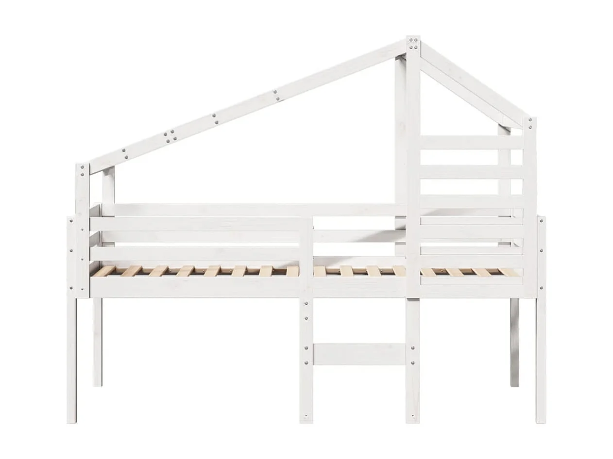Lit haut sans matelas blanc 90x190 cm bois de pin massif