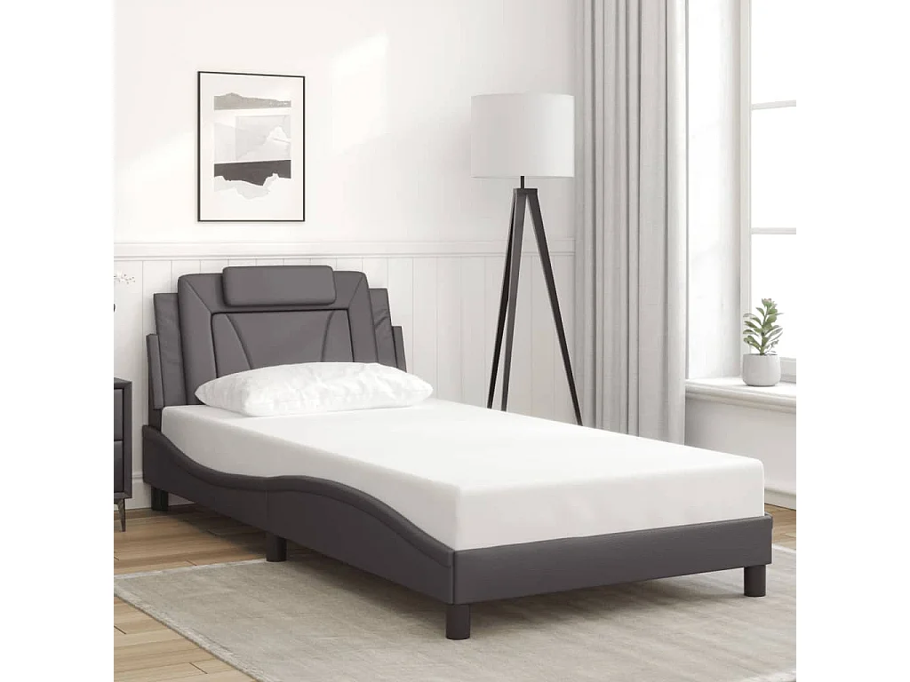 Struttura letto senza materasso grigio 100x200 cm similpelle