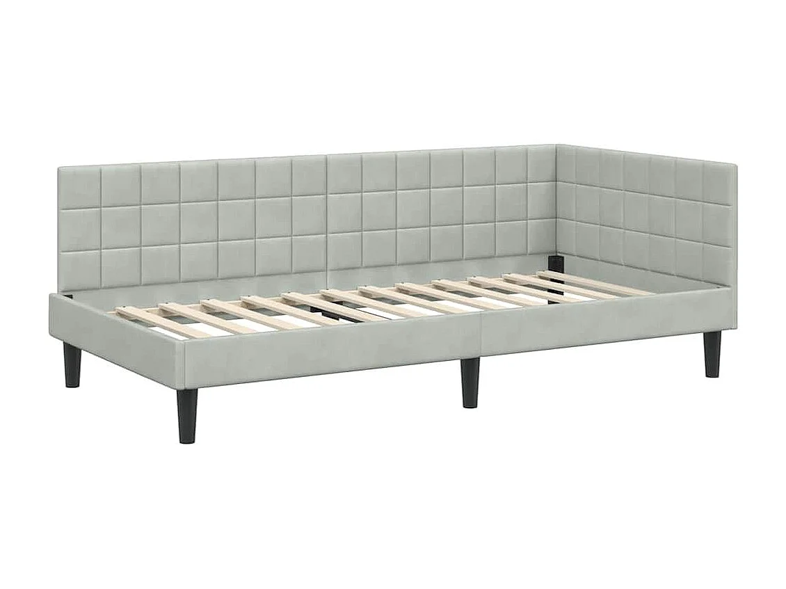 Eckbettgestell Hellgrau 100 x 200 cm Samt