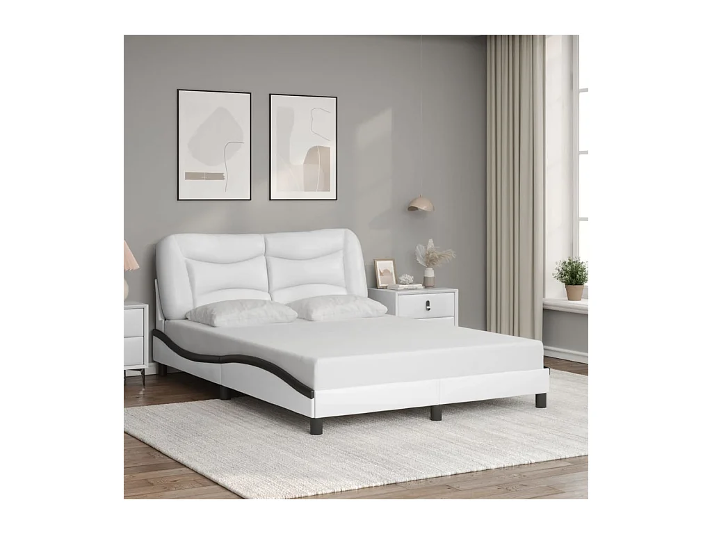 Bedframe zonder matras wit en zwart 120x200 cm kunstleer