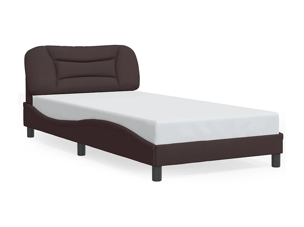 Cadre de lit avec LED sans matelas marron foncé 100x200cm tissu