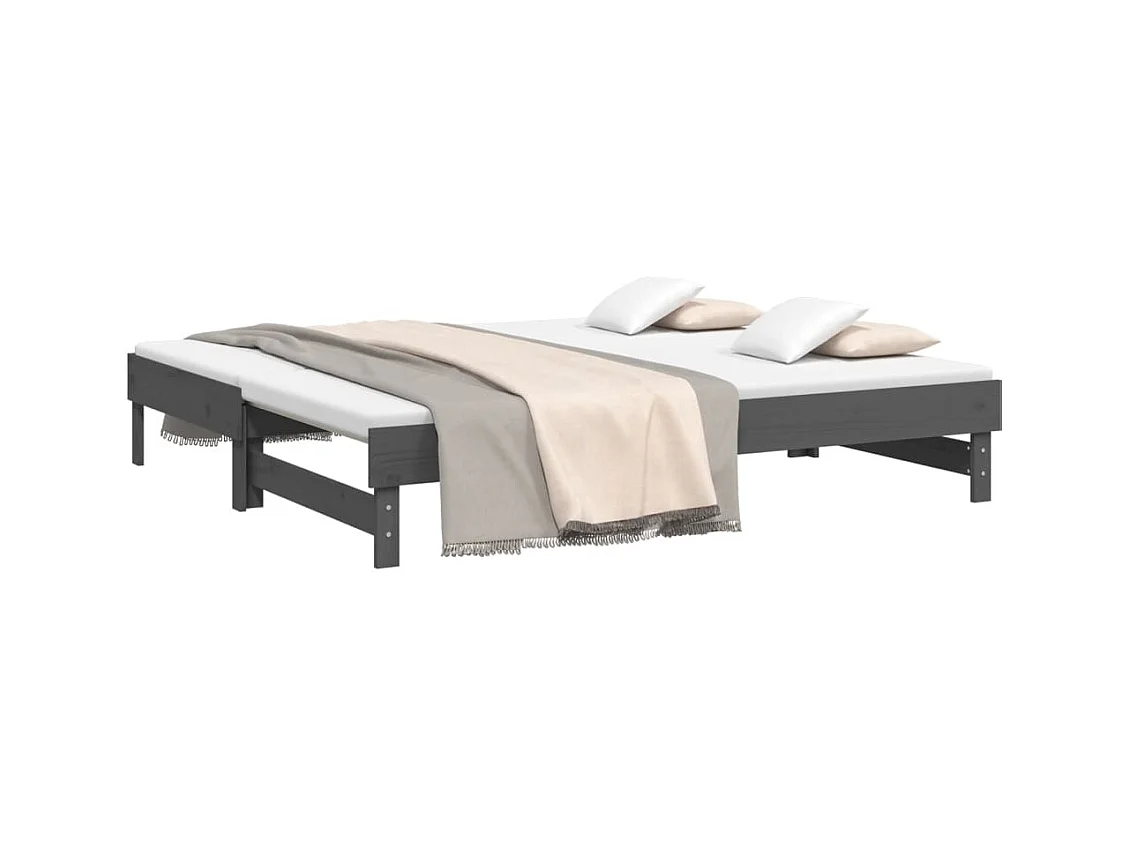 Schuifbed zonder matras grijs 2x(90x190) cm