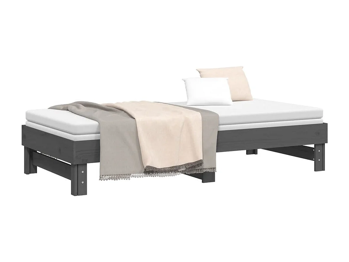 Schuifbed zonder matras grijs 2x(90x190) cm