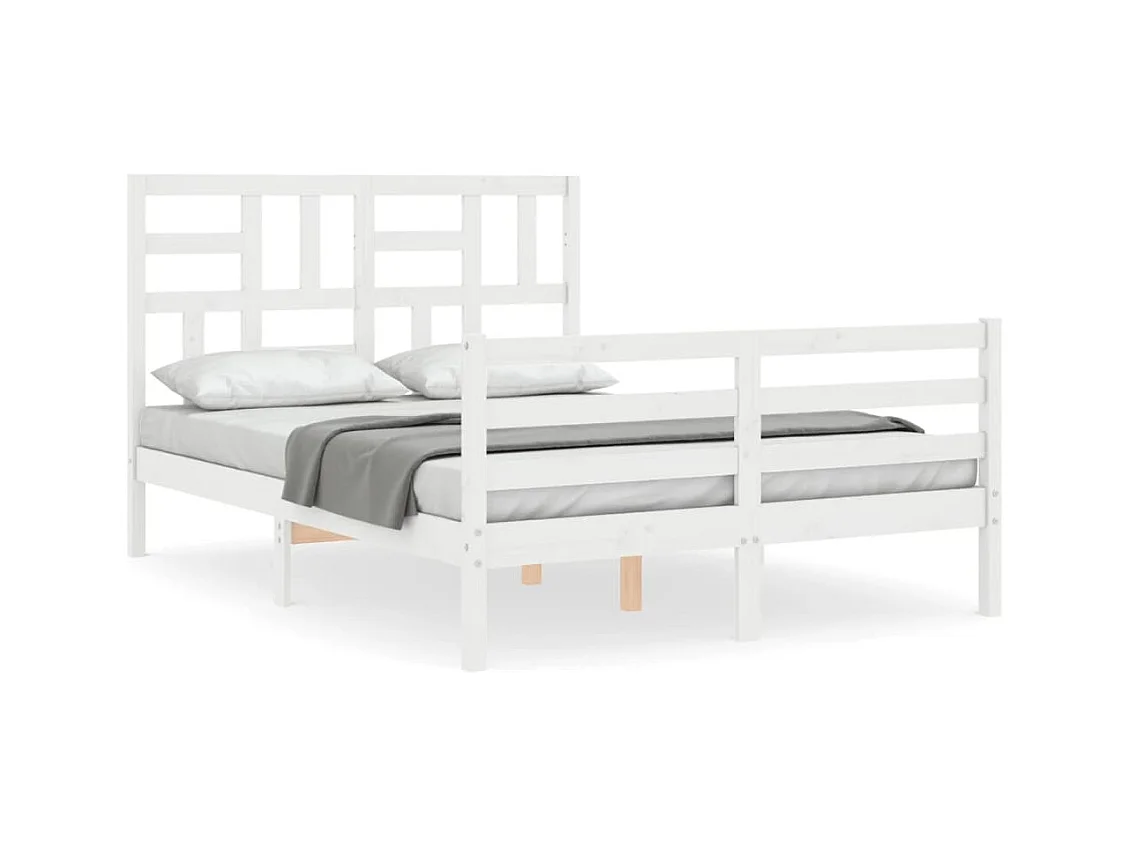 Bedframe zonder matras wit 140x200 cm massief hout