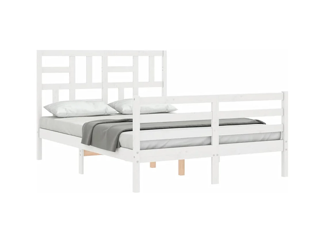 Bedframe zonder matras wit 140x200 cm massief hout