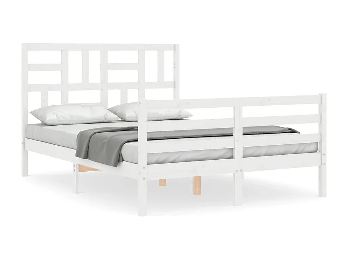 Cadre de lit sans matelas blanc 140x200 cm bois massif