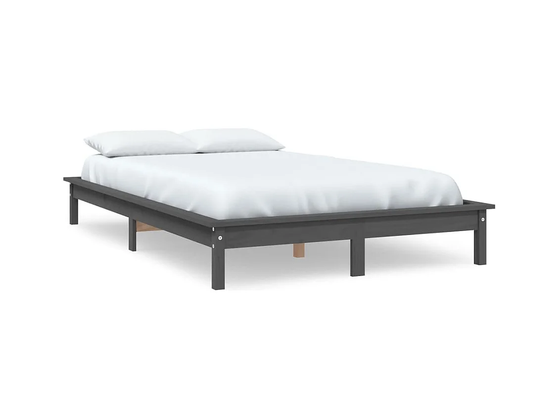 Estructura de cama sin colchón gris 200x200 cm madera maciza