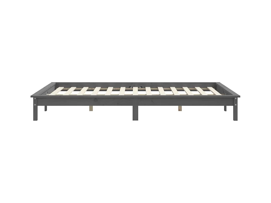 Estructura de cama sin colchón gris 200x200 cm madera maciza