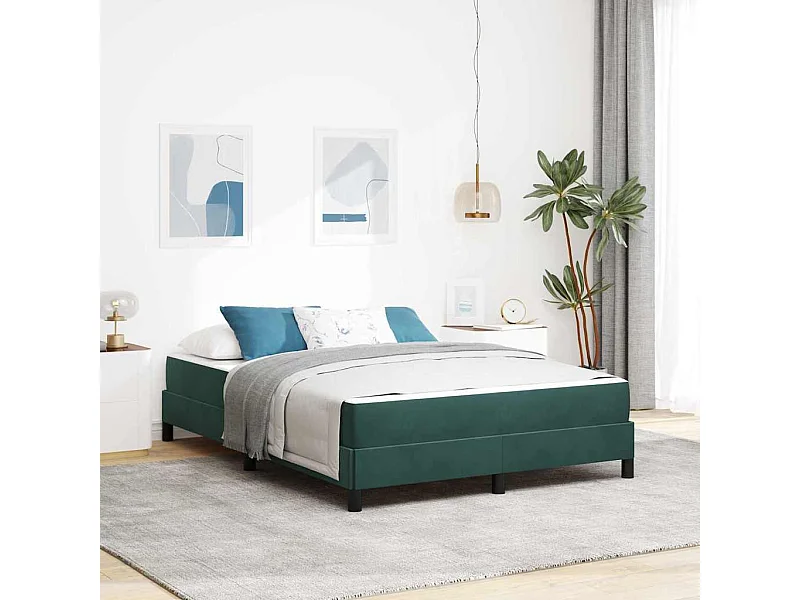 Boxspringbed met matras Donkergroen 140 x 200 cm Fluweel