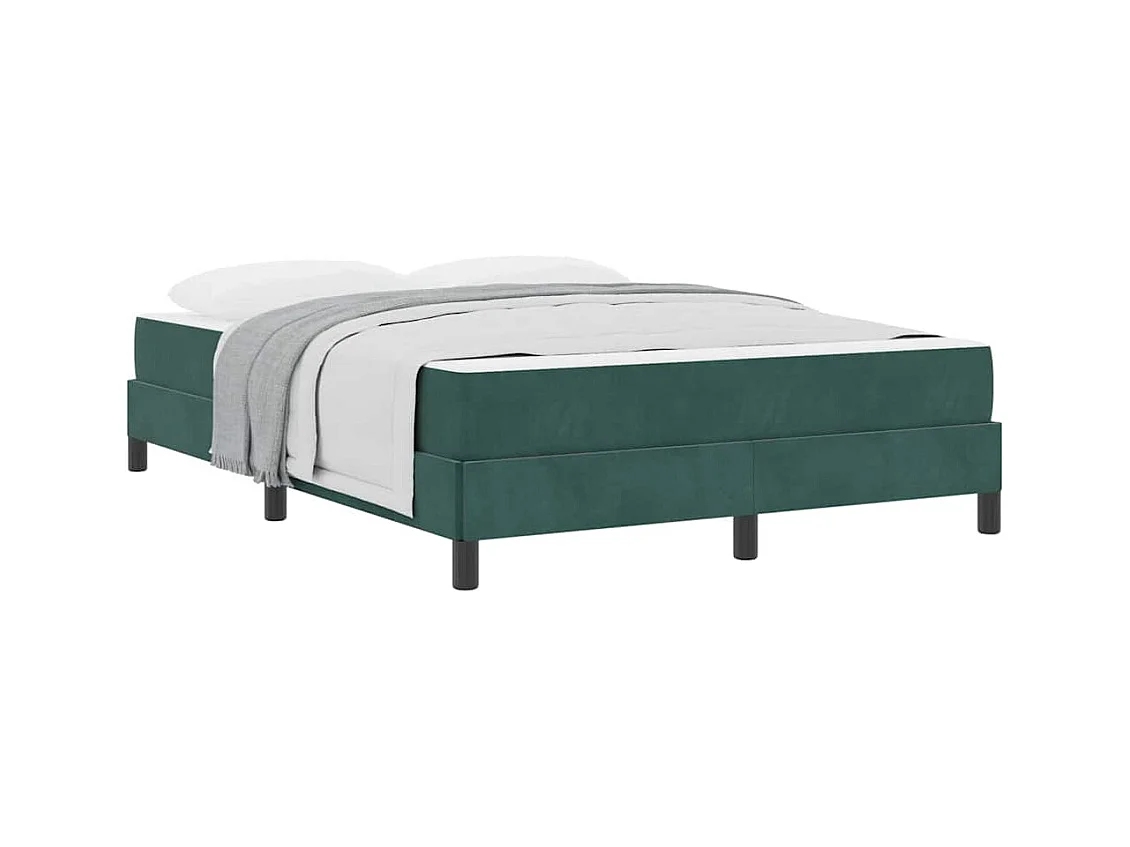 Letto a molle con materasso Verde scuro 140 x 200 cm Velluto