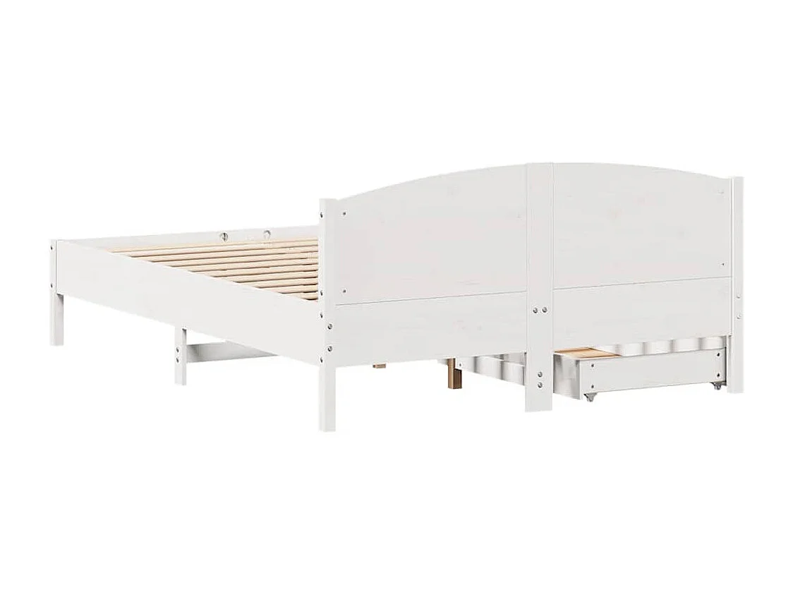 Struttura letto senza materasso bianco 135x190 cm in legno massello di pino