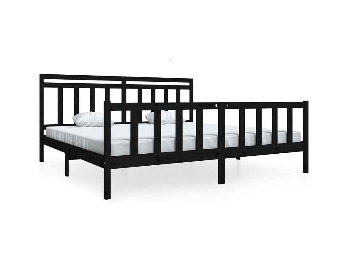 Struttura letto senza materasso in legno massello nero 200x200 cm