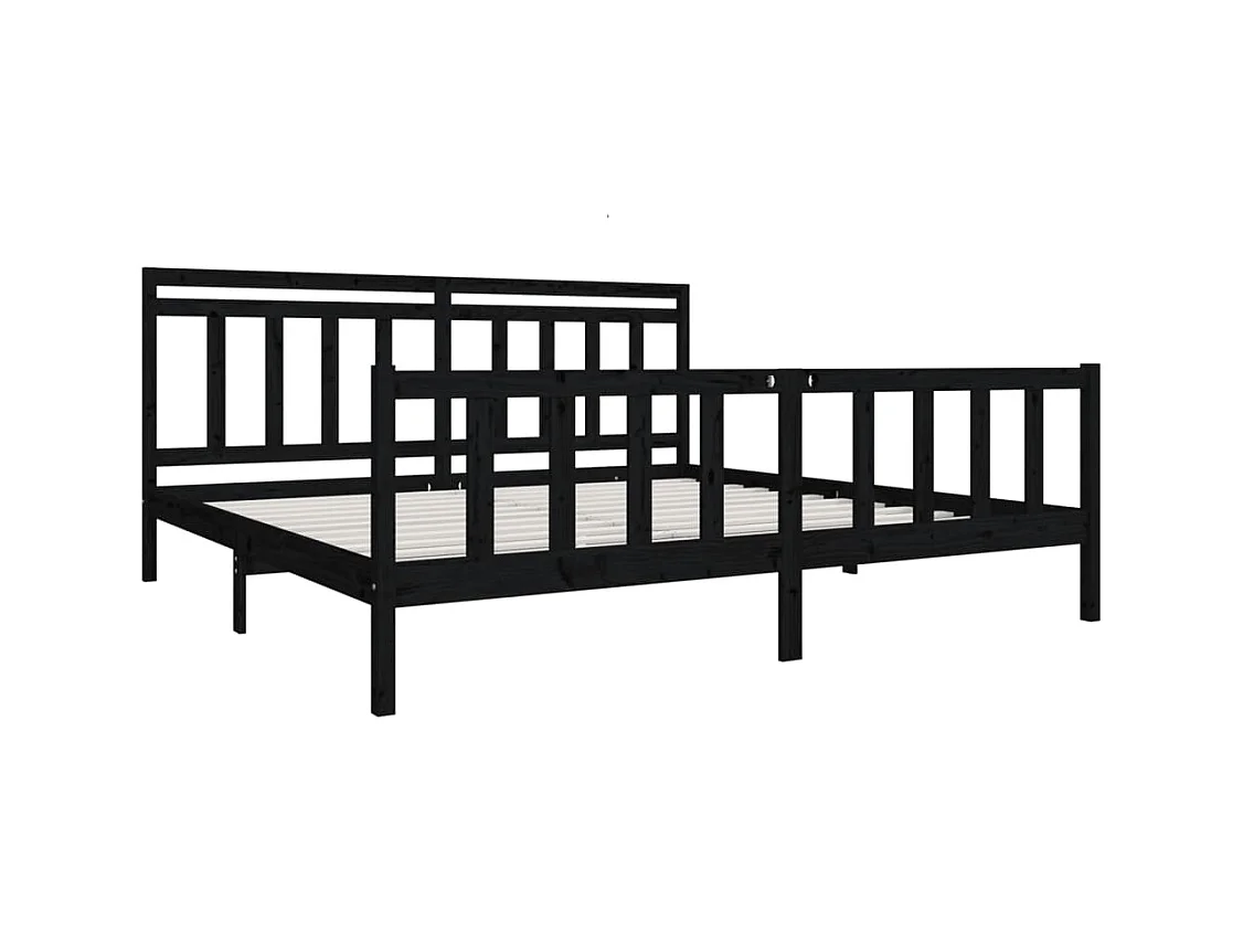 Struttura letto senza materasso in legno massello nero 200x200 cm
