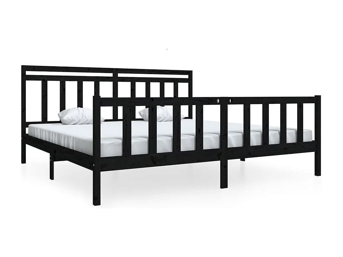 Struttura letto senza materasso in legno massello nero 200x200 cm