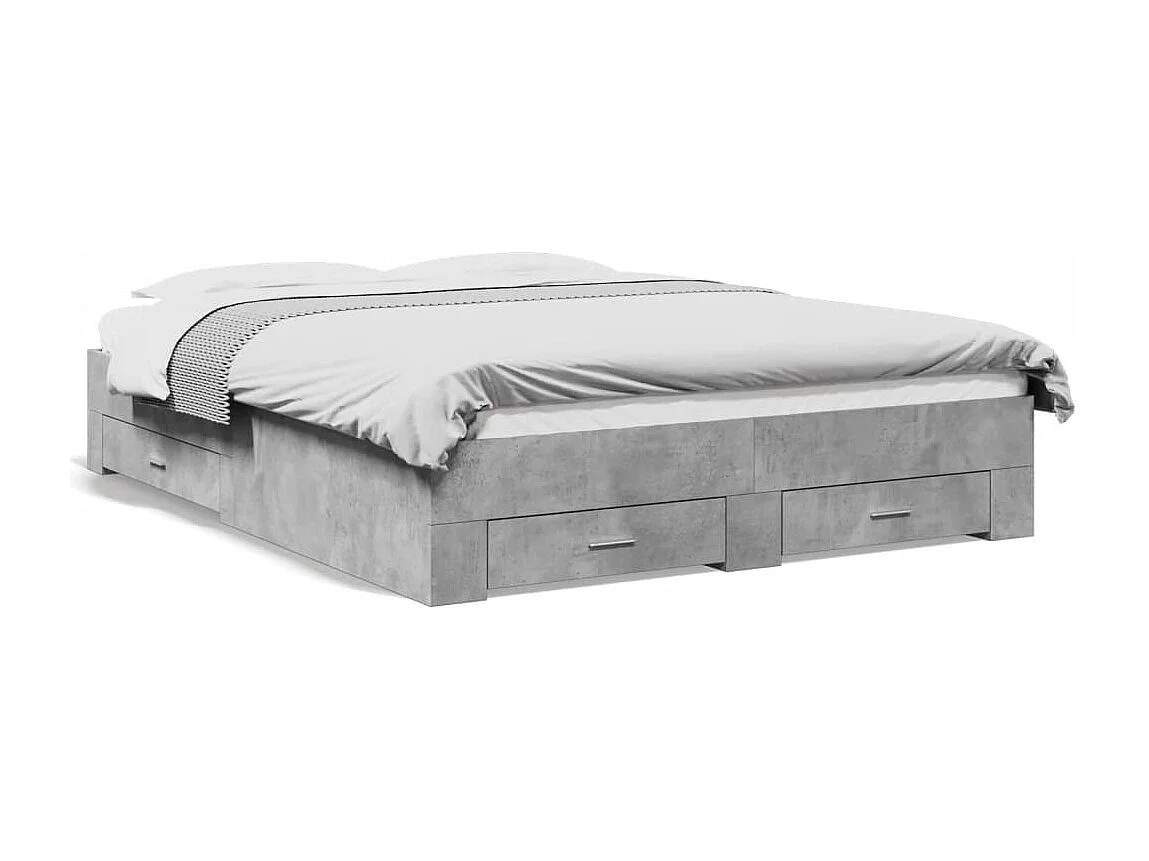 Estructura de cama con cajones sin colchón gris hormigón 160x200 cm