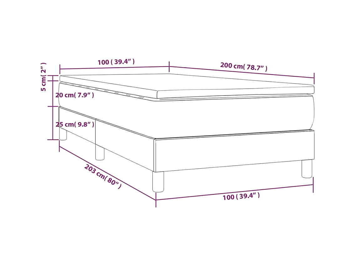 Sommier à lattes de lit avec matelas Rose 100x200 cm Velours