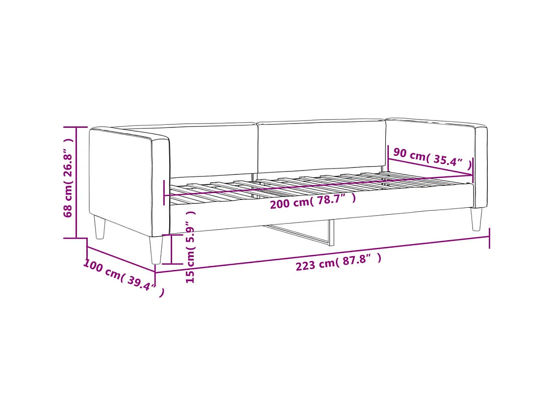 Lit de repos sans matelas crème 90x200 cm tissu