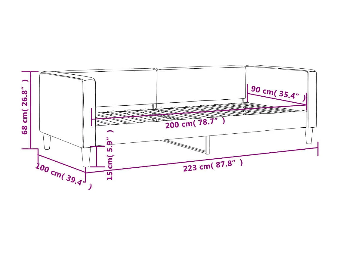Lit de repos sans matelas crème 90x200 cm tissu