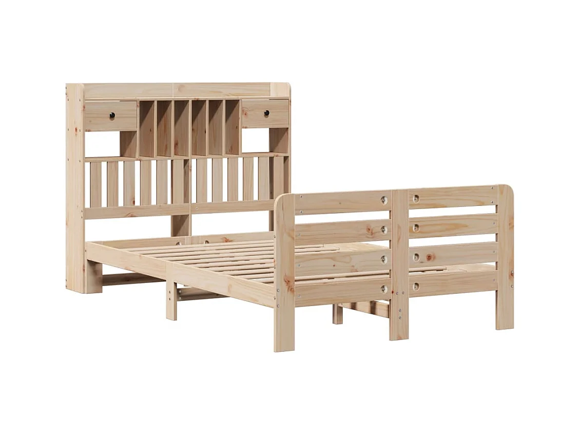 Letto libreria senza materasso 135x190 cm in legno massello di pino