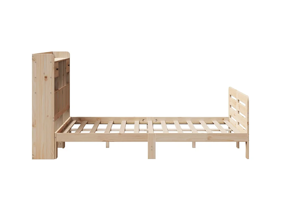 Letto libreria senza materasso 135x190 cm in legno massello di pino