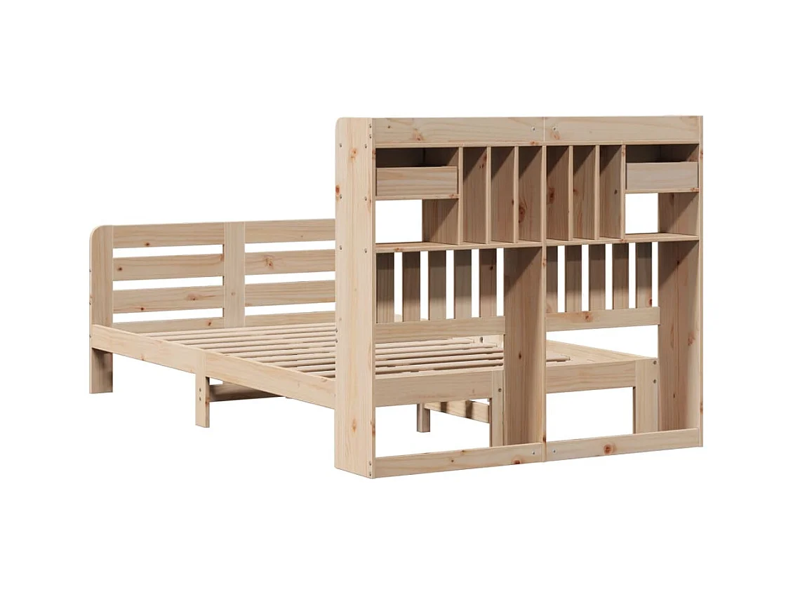 Letto libreria senza materasso 135x190 cm in legno massello di pino
