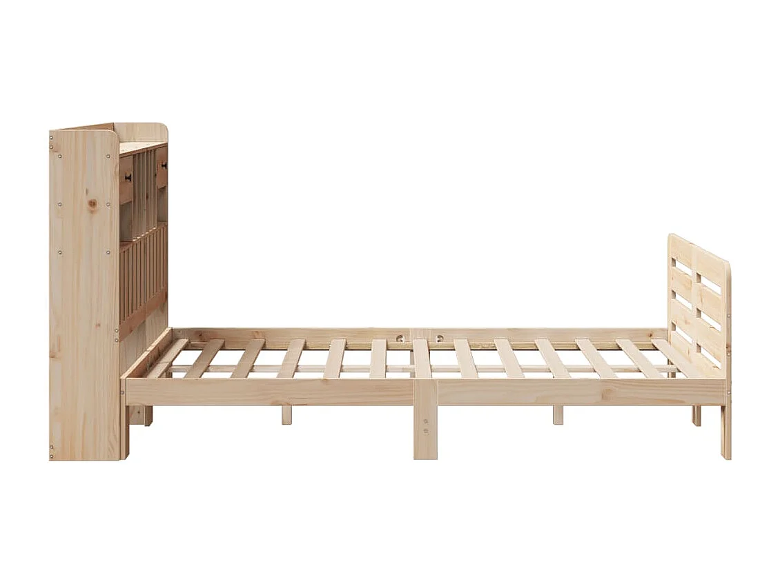 Lit bibliothèque sans matelas 135x190 cm bois de pin massif