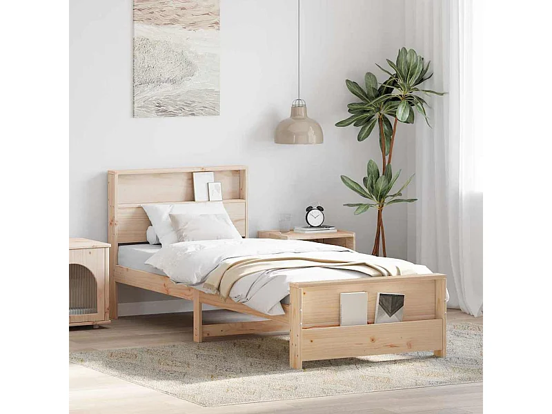 Struttura letto marrone 90 x 200 cm in legno massello di pino