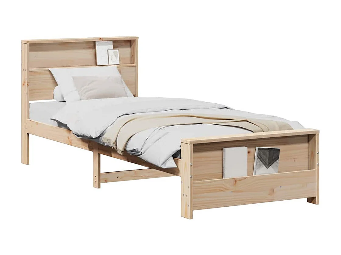 Struttura letto marrone 90 x 200 cm in legno massello di pino