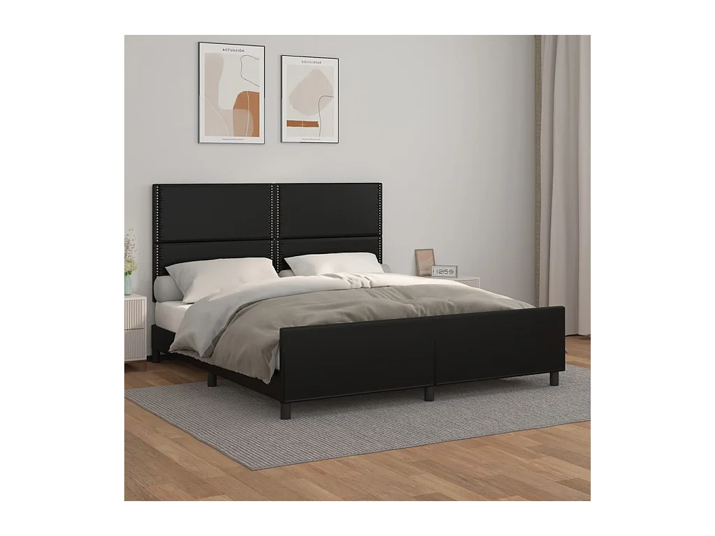 Struttura letto con testiera Nero 180x200 cm Ecopelle