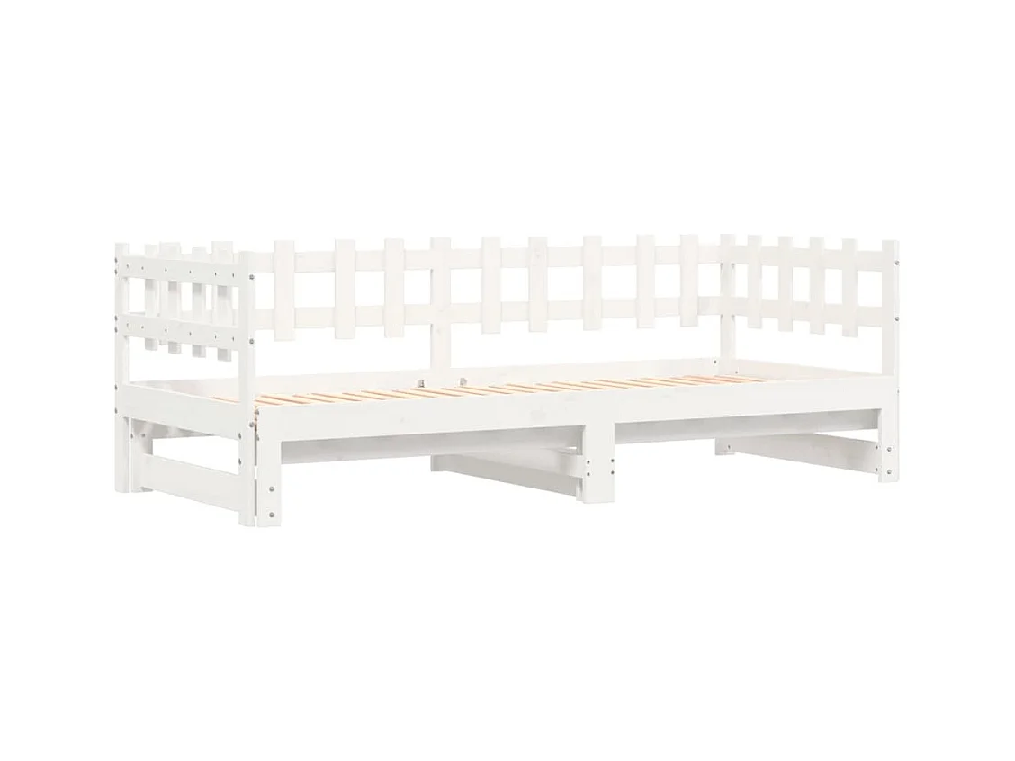 Schuifbed zonder matras wit 2x(90x200) cm massief hout