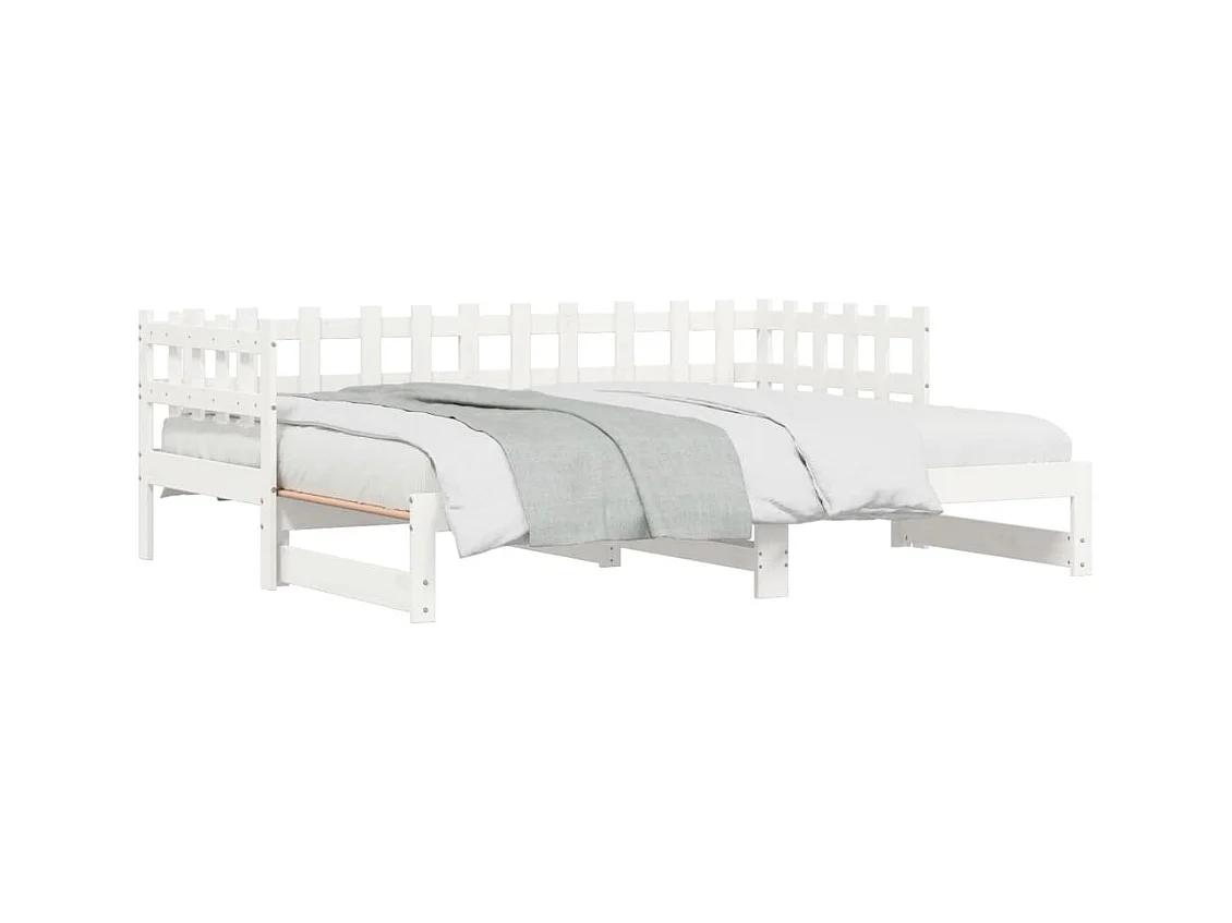 Schuifbed zonder matras wit 2x(90x200) cm massief hout