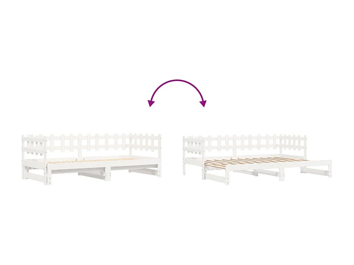 Schuifbed zonder matras wit 2x(90x200) cm massief hout